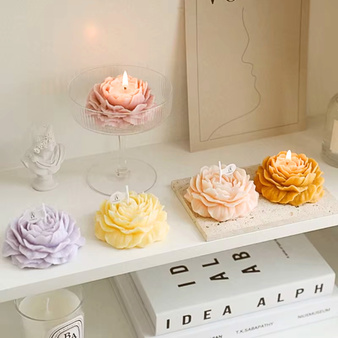 Zestaw do robienia 5 świec z wosku sojowego kwiat PIWONIA 3D kreatywne pudełko DIY na prezent