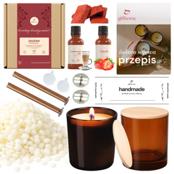 Mega zestaw do robienia świec wyrobu świeczek sojowych prezent  2x300ml + drewniane akcesoria