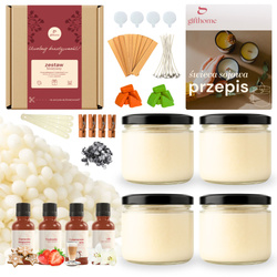 Zestaw do robienia świec NA ŚWIĘTA z wosku sojowego na prezent 4x235 ml 