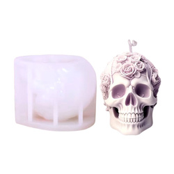 Forma silikonowa do świec i mydełek CZASZKA Z RÓŻĄ HALLOWEEN 1 szt. GH-FS250