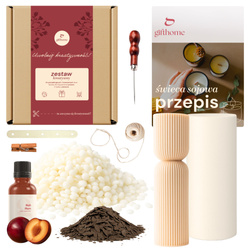 Zestaw kreatywny do robienia dwóch świec KOLUMNY DEKORACYJNE w paski z wosku foremki na prezent DIY