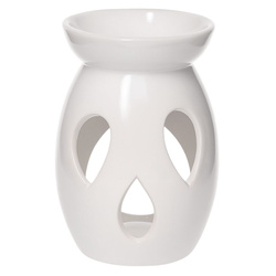 Kominek zapachowy ceramiczny podgrzewacz do olejków aromaterapii wosków tealight biały łezka