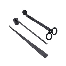 Zestaw akcesoriów do pielęgnacji świec – nożyczki do knotów, gasidełko, trymer