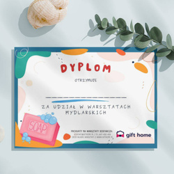 Dyplom ukończenia warsztatów mydlarskich A5