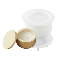 Forma silikonowa do gipsu okrągłe pudełko na świecę biżuterię z pokrywką GH-FS295