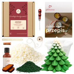 Zestaw kreatywny do robienia dwóch świec ŚWIĄTECZNE CHOINKI z wosku forma choinka na prezent DIY