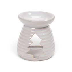 Biały kominek zapachowy ceramiczny na tealighty ŚWIĄTECZNA WYCINANKA
