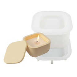 Forma silikonowa do gipsu kwadratowe pudełko na świecę biżuterię z pokrywką GH-FS296