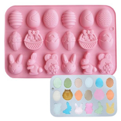 Wielkanocna foremka silikonowa forma WIELKANOCNA pisanki zając koszyczek 18 el. GH-FS233