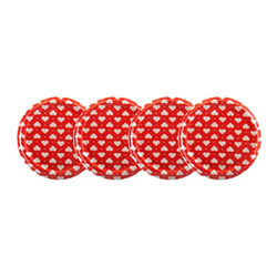 Zestaw nakrętek czerwone serca do pojemników szklanych do świec zalewanych