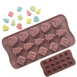 Forma silikonowa do mydła wosku CHRISTMAS Mikołaj choinka prezent 15 szt. GH-FS227