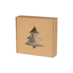 Karton pudełko świąteczne z choinką 15x15x5 cm do pakowania mydła, wosku, kul dekoracji 1 szt.