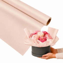 Folia florystyczna w rolce matowa gładka do flowerboxów i bukietów różowo-beżowa 50cm 8,20m