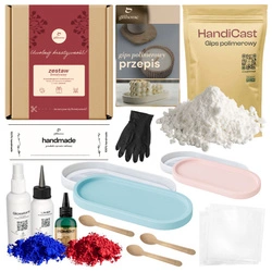 DUŻY zestaw do robienia trzech TACEK Z GIPSU polimerowego na PREZENT