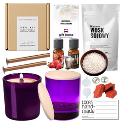 Personalizowany zestaw do świec DIY – drewniany knot i modny fiolet 2x300ml