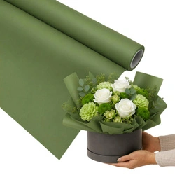 Folia florystyczna w rolce matowa gładka do flowerboxów i bukietów ciemna oliwa 50cm 8,20m