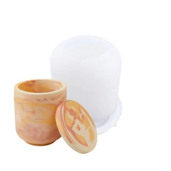 Forma silikonowa do gipsu wysoki pojemnik z pokrywką na świece biżuterię handmade diy GH-FS300
