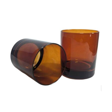 Pojemnik szklany do świec zalewanych AMBER / Brązowy / Bursztynowy 300 ml 6 sztuk