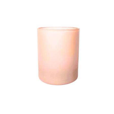 Szklany pojemnik na świece 300 ml różowy mat